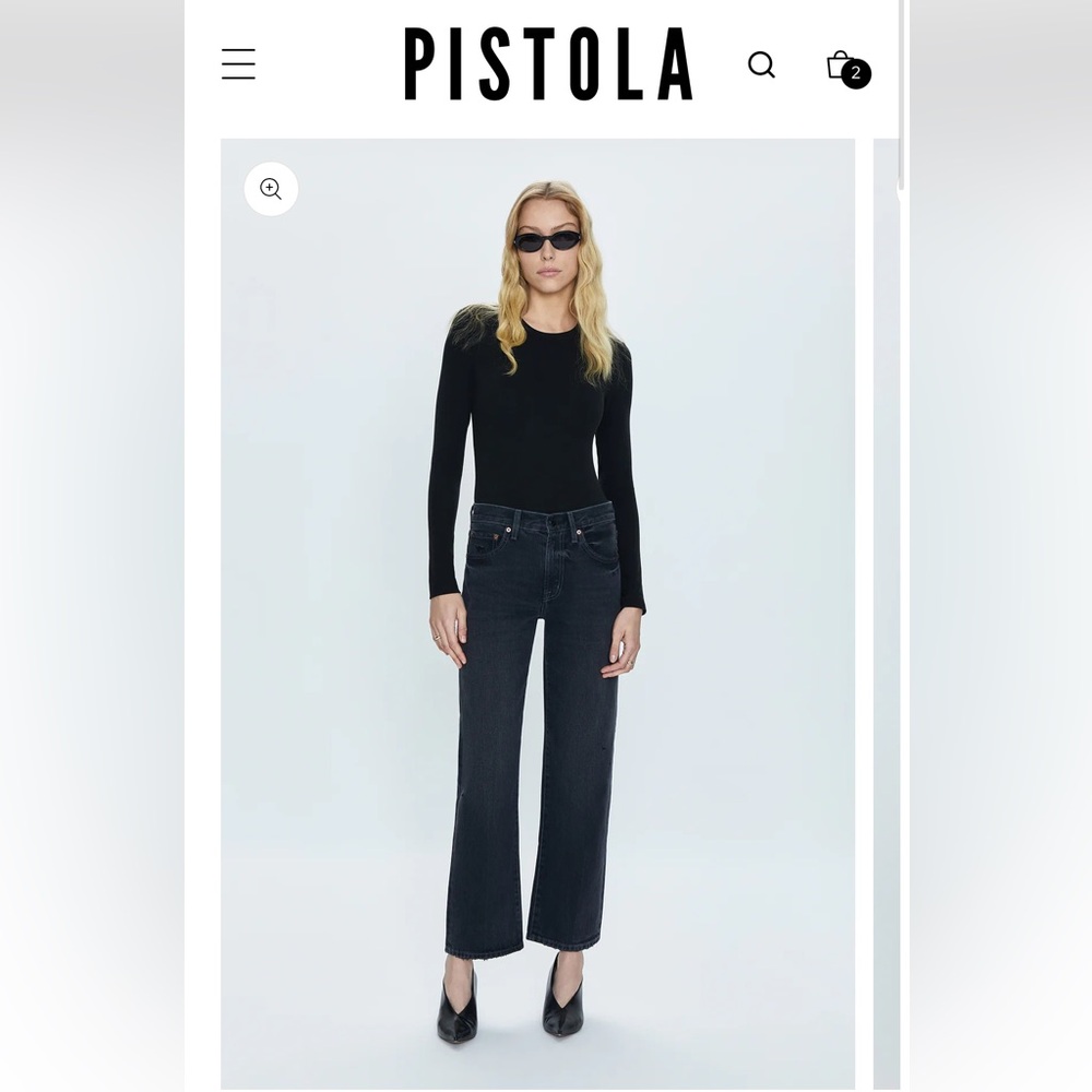 Pistola PETITE LEXI MID RISE BOWED STRAIGHT JEAN - MERCURY